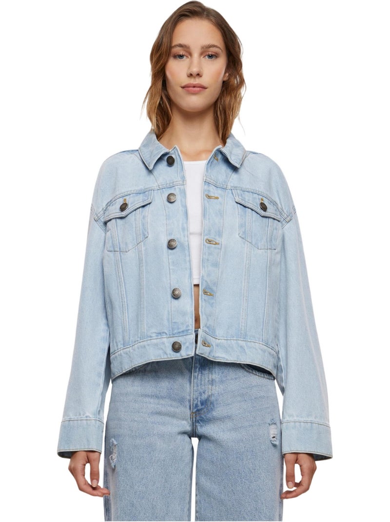 Veste en jean motif/style années 80 - urban classics Bleu jean - Kiabi