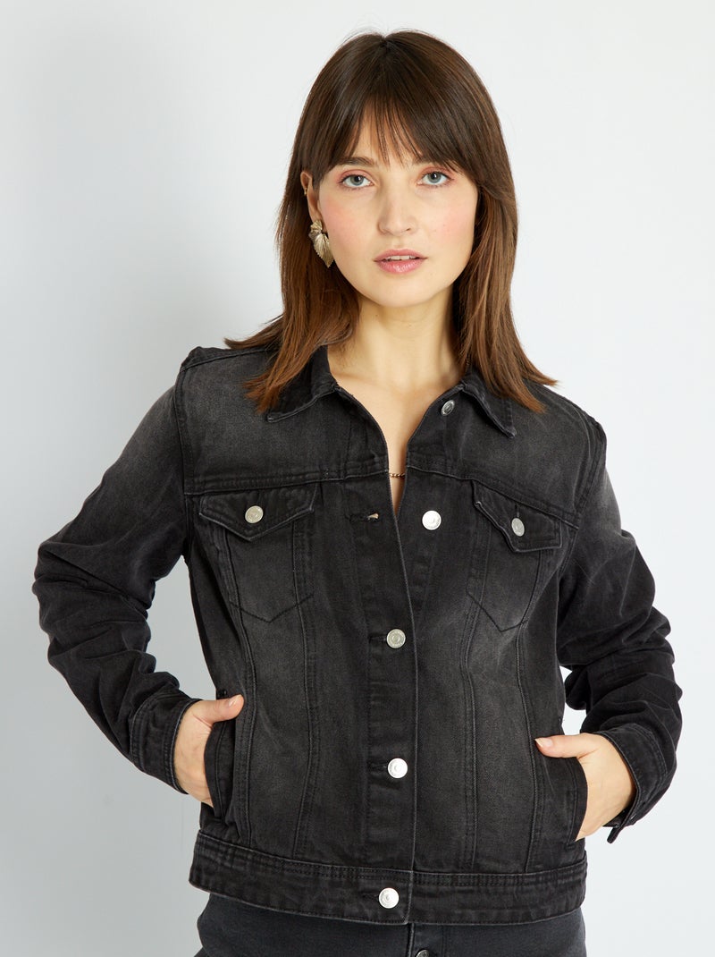 Veste en jean Noir - Kiabi
