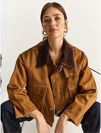 Veste en jean oversize avec fermeture à boutons et poches lucci