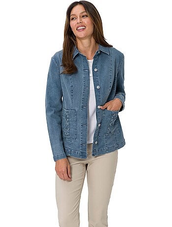 Veste En Jean Poches Décoratives - Taille Standard - Moda Vilona