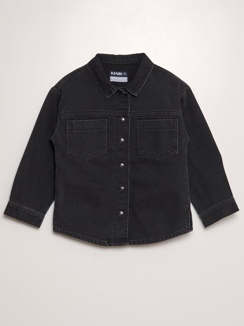 Veste en jean pressionnée Gris - Kiabi