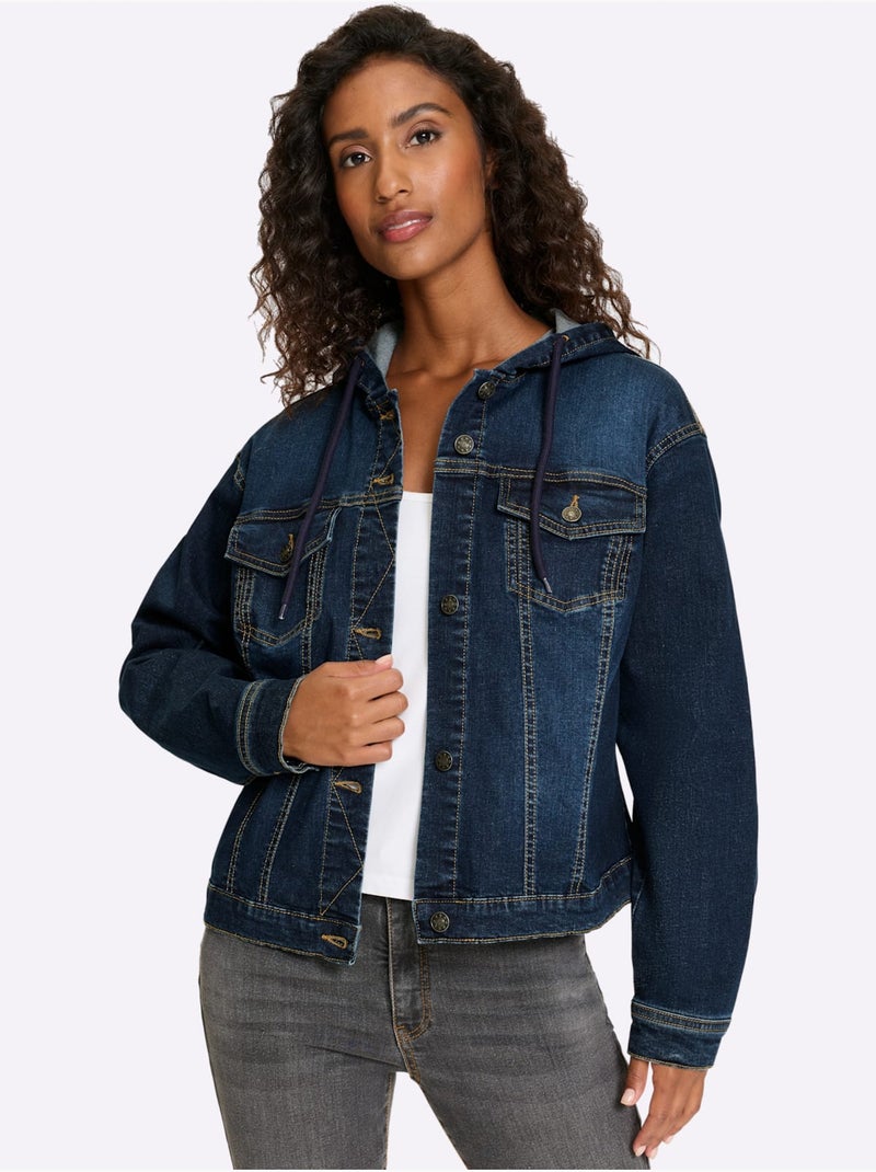 Veste En Jean Qualité Coton - Taille Standard - Helline Bleu foncé - Kiabi