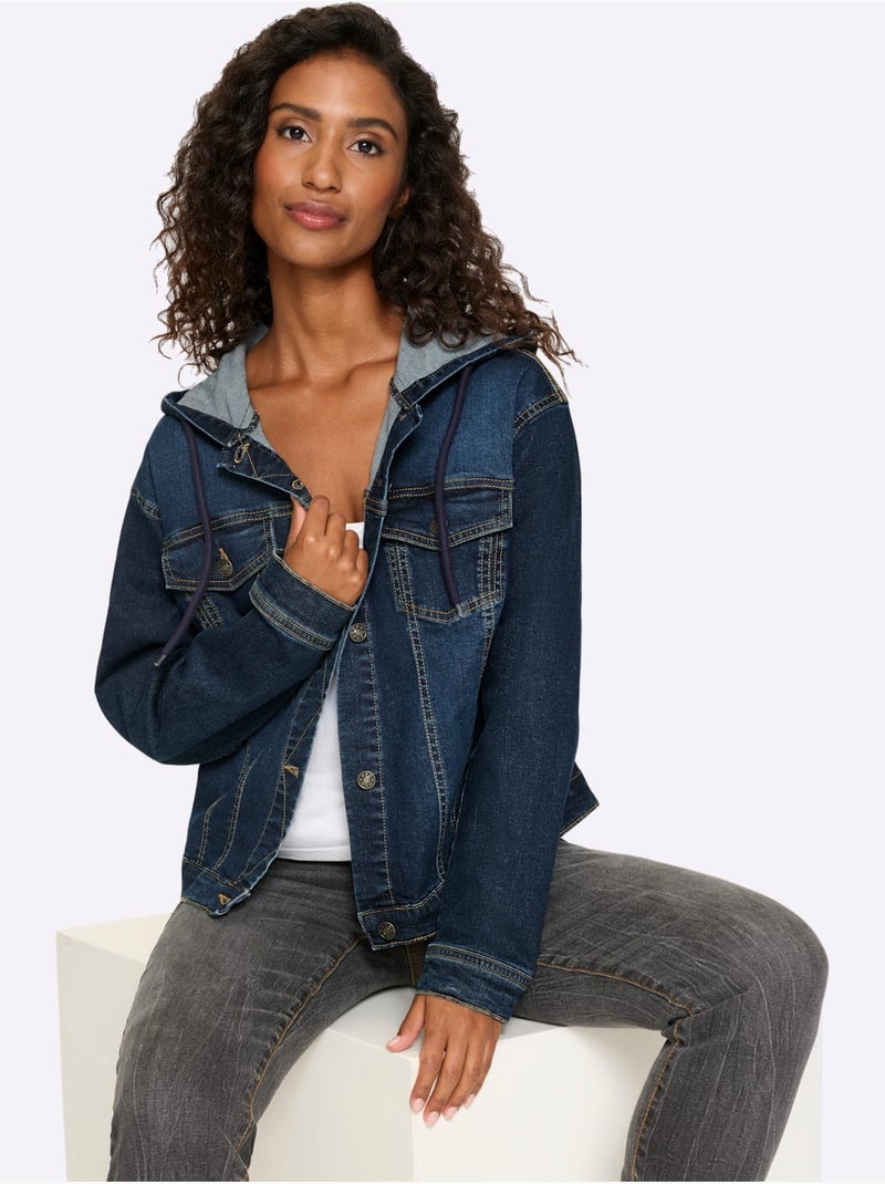 Veste En Jean Qualité Coton - Taille Standard - Helline Bleu foncé - Kiabi