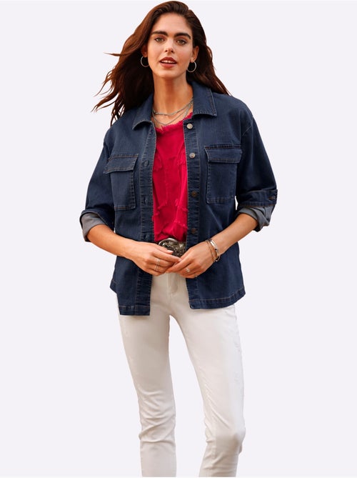 Veste En Jean Qualité Coton - Taille Standard - Helline - Kiabi Veste En Jean Qualité Coton - Taille Standard - Helline - Kiabi
