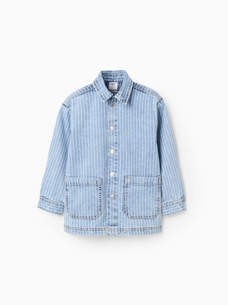 Veste en Jean Rayée Bleu clair - Kiabi