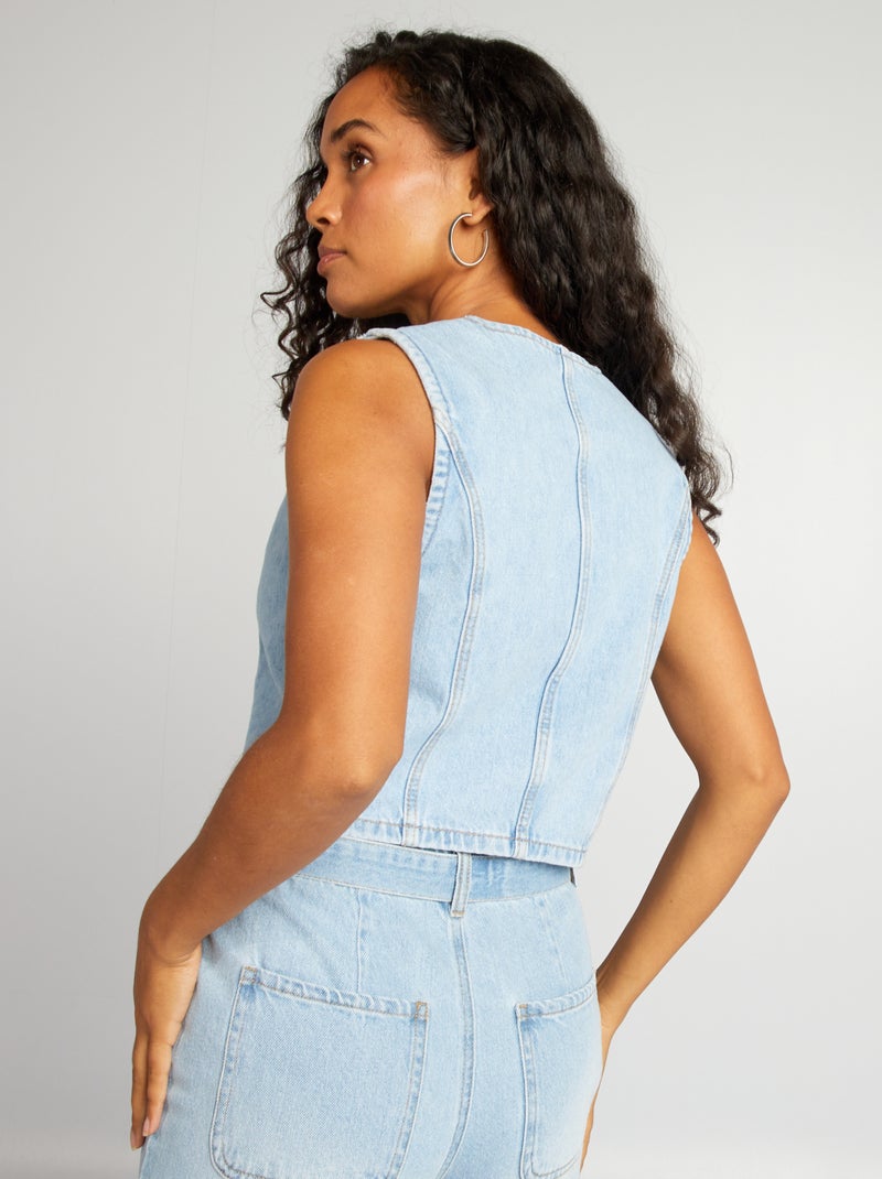 Veste en jean sans manches Bleu - Kiabi