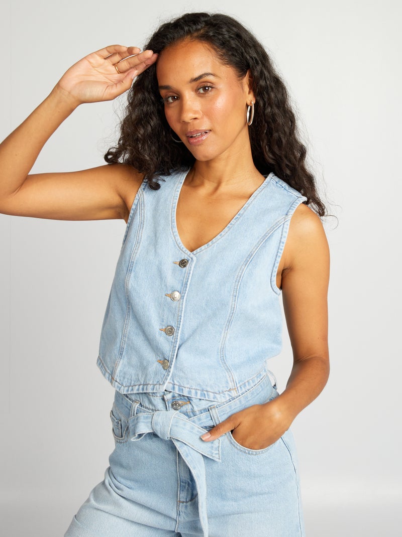Veste en jean sans manches Bleu - Kiabi