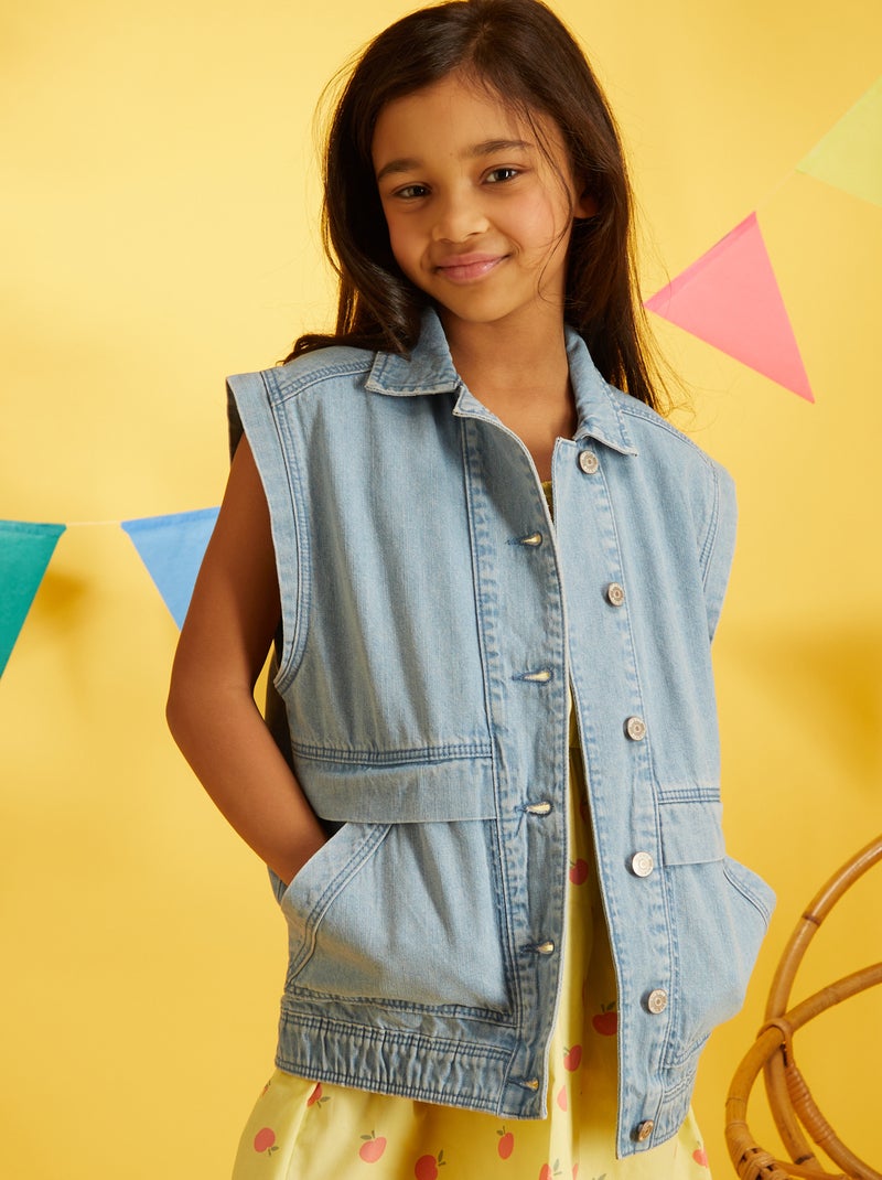 Veste en jean sans manches Bleu - Kiabi