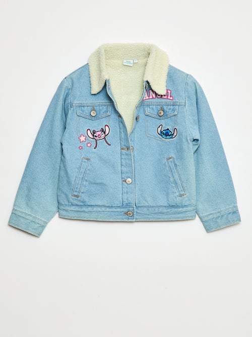 Veste en jean 'Stitch' avec col effet moutonné - Kiabi
