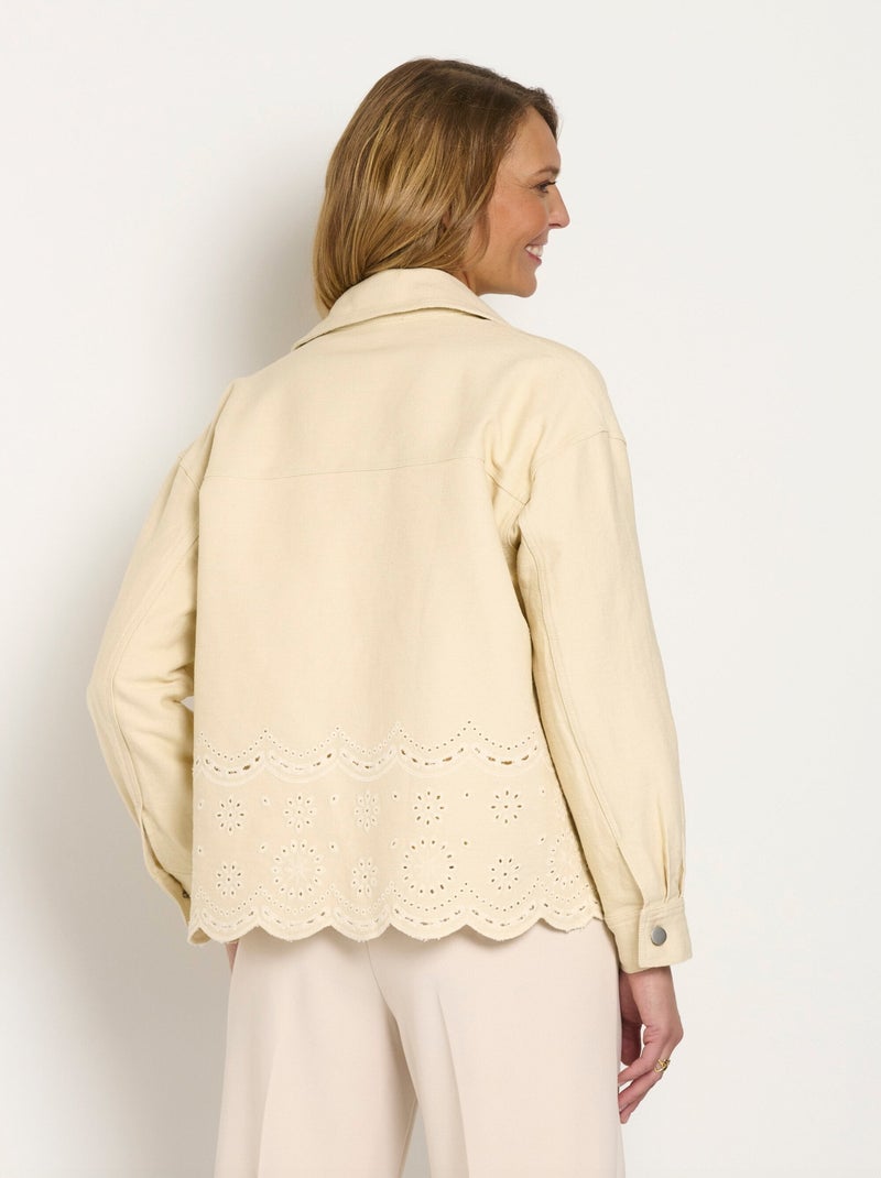 Veste en jean style broderie anglaise Beige - Kiabi