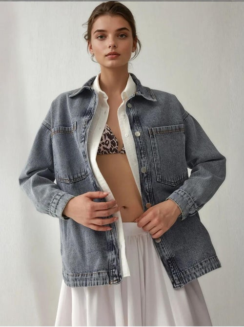 Veste en jean surdimensionnée à double poche bdart - Kiabi Veste en jean surdimensionnée à double poche bdart - Kiabi