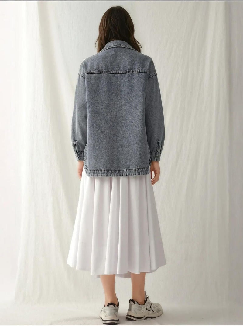 Veste en jean surdimensionnée à double poche bdart Bleu clair - Kiabi
