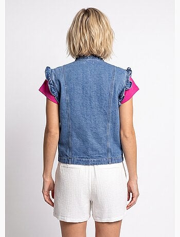 Veste en jean volantée sans manches - AFIBEL