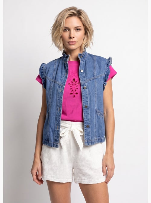 Veste en jean volantée sans manches - AFIBEL - Kiabi Veste en jean volantée sans manches - AFIBEL - Kiabi