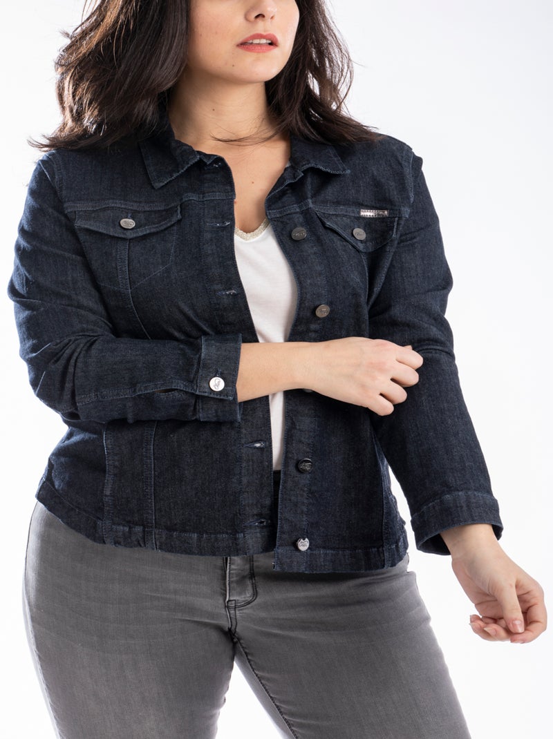 Veste en jeans stretch OBV1 'OBER' Bleu - Kiabi