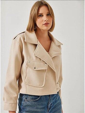 Veste en laine à poche unique bianco lucci