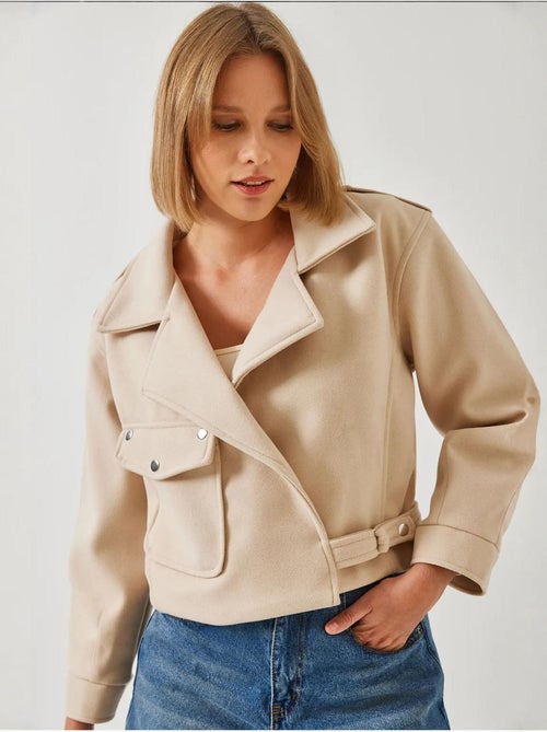 Veste en laine à poche unique bianco lucci - Kiabi