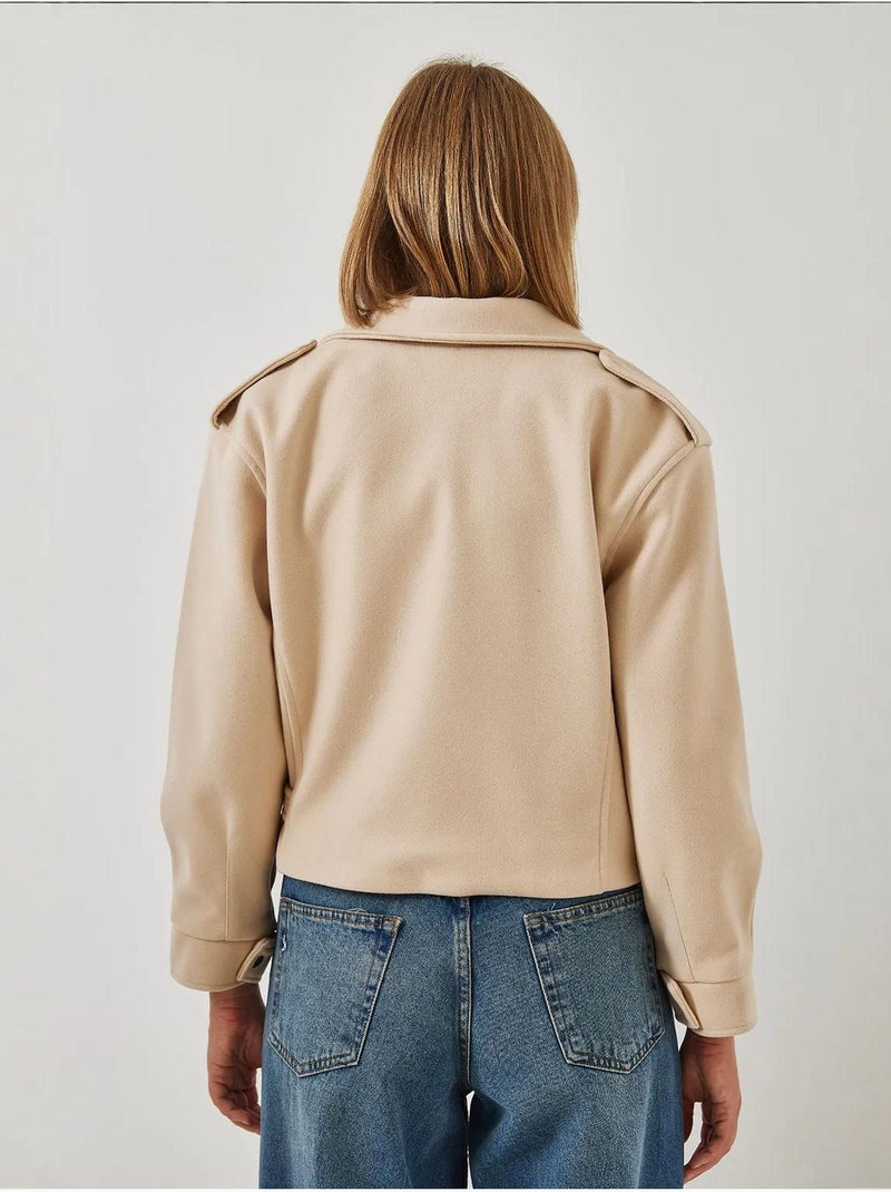 Veste en laine à poche unique bianco lucci Beige argile - Kiabi