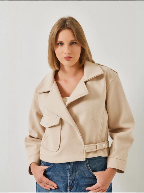 Veste en laine à poche unique bianco lucci - Kiabi