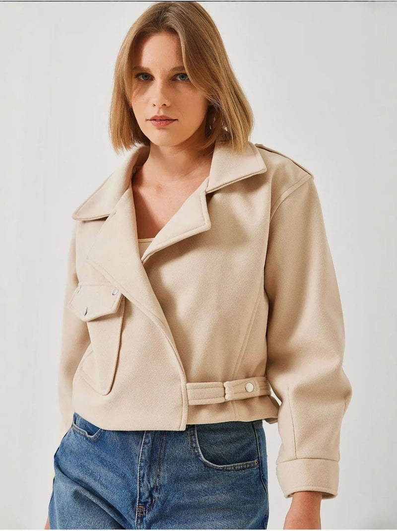 Veste en laine à poche unique bianco lucci Beige argile - Kiabi