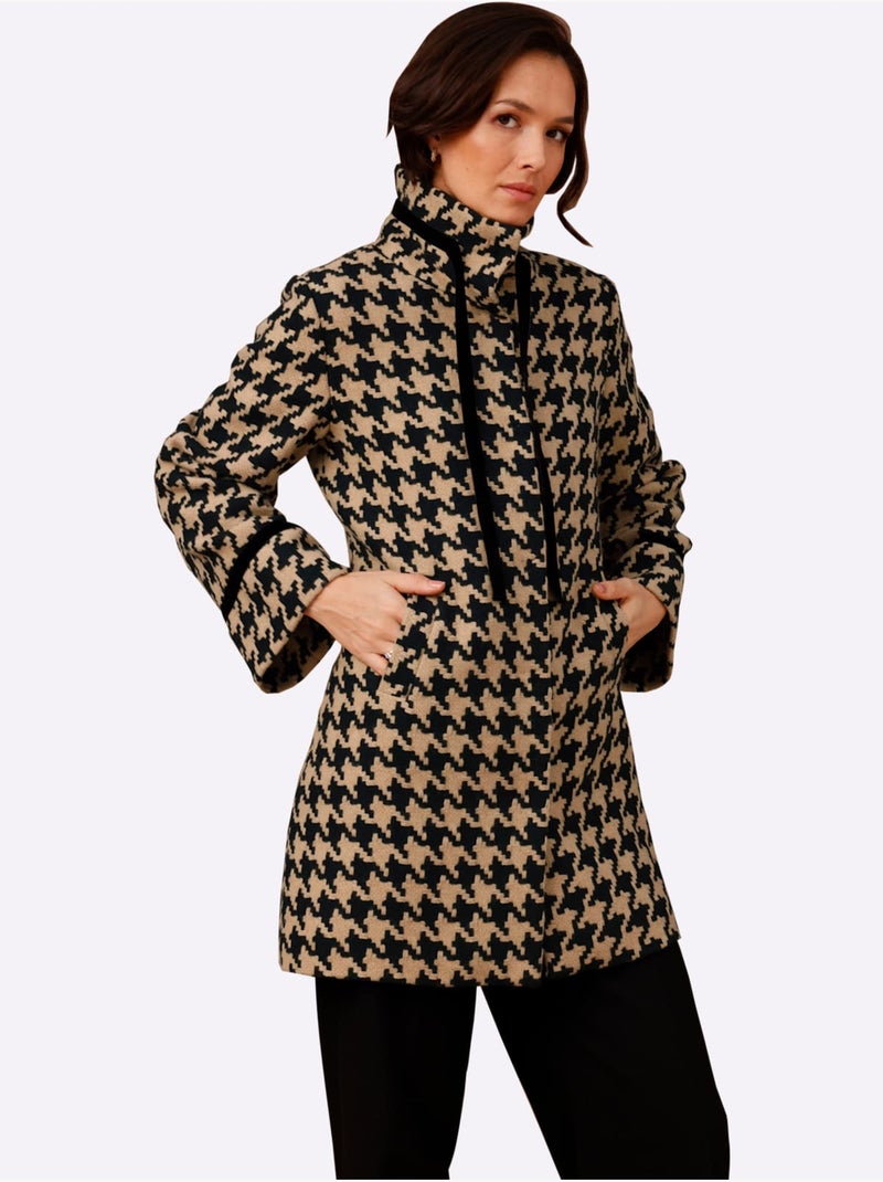 Veste En Laine Très Fin Et Doux - Taille Standard - Helline Noir Beige - Kiabi