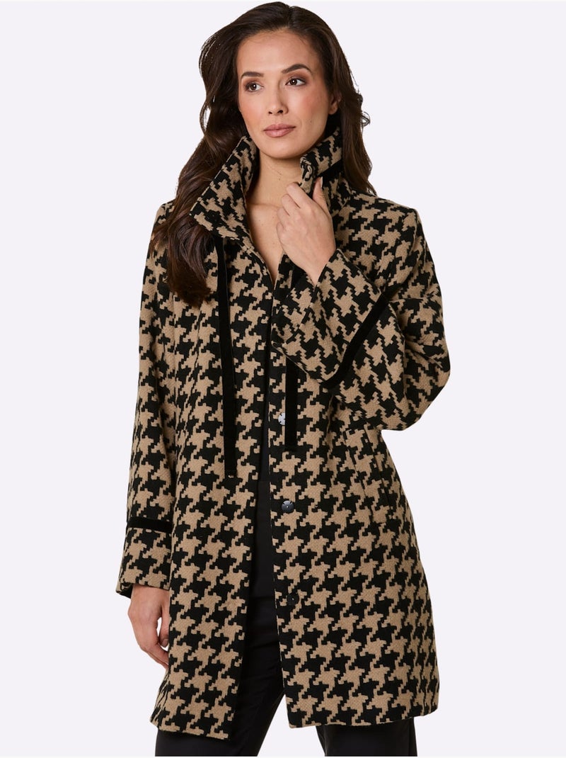 Veste En Laine Très Fin Et Doux - Taille Standard - Helline Noir Beige - Kiabi