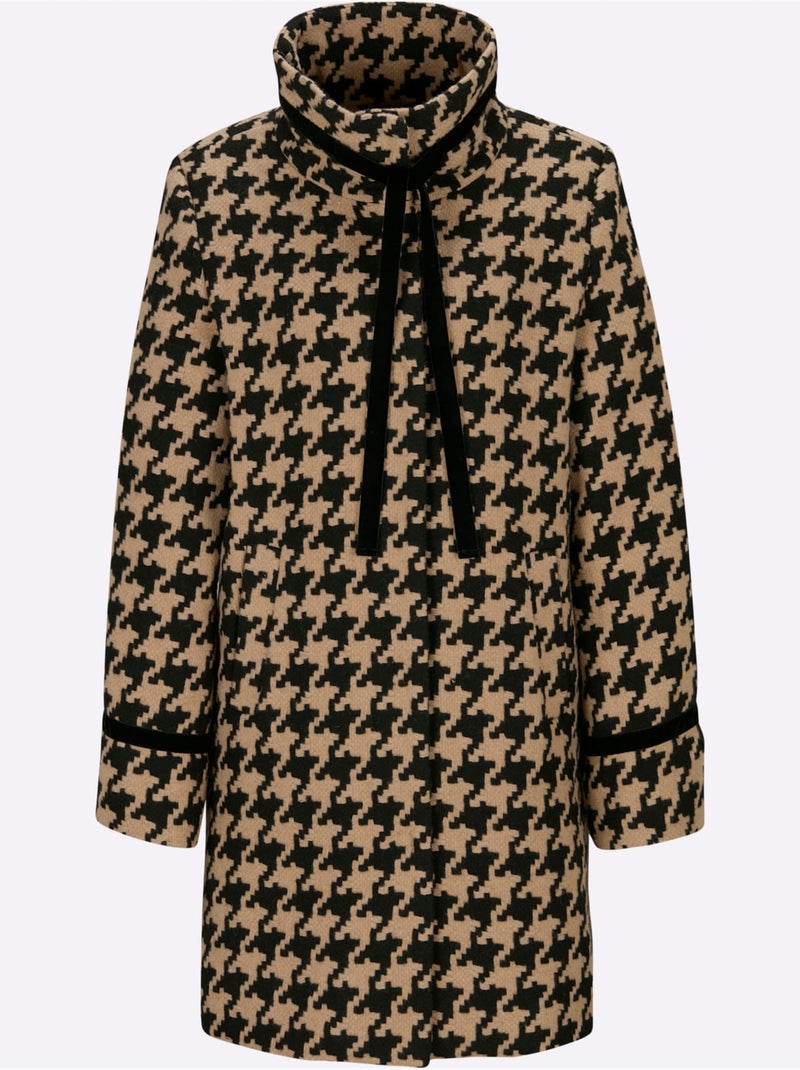 Veste En Laine Très Fin Et Doux - Taille Standard - Helline Noir Beige - Kiabi