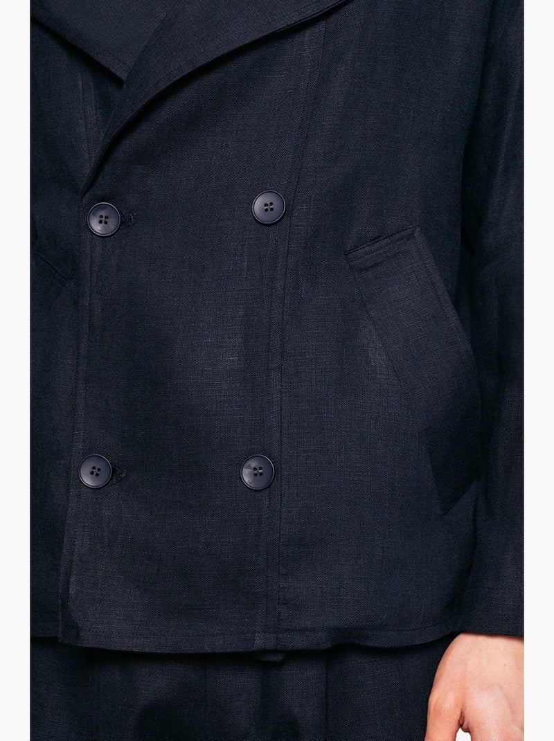 Veste en lin boutonnée giesto Bleu marine - Kiabi