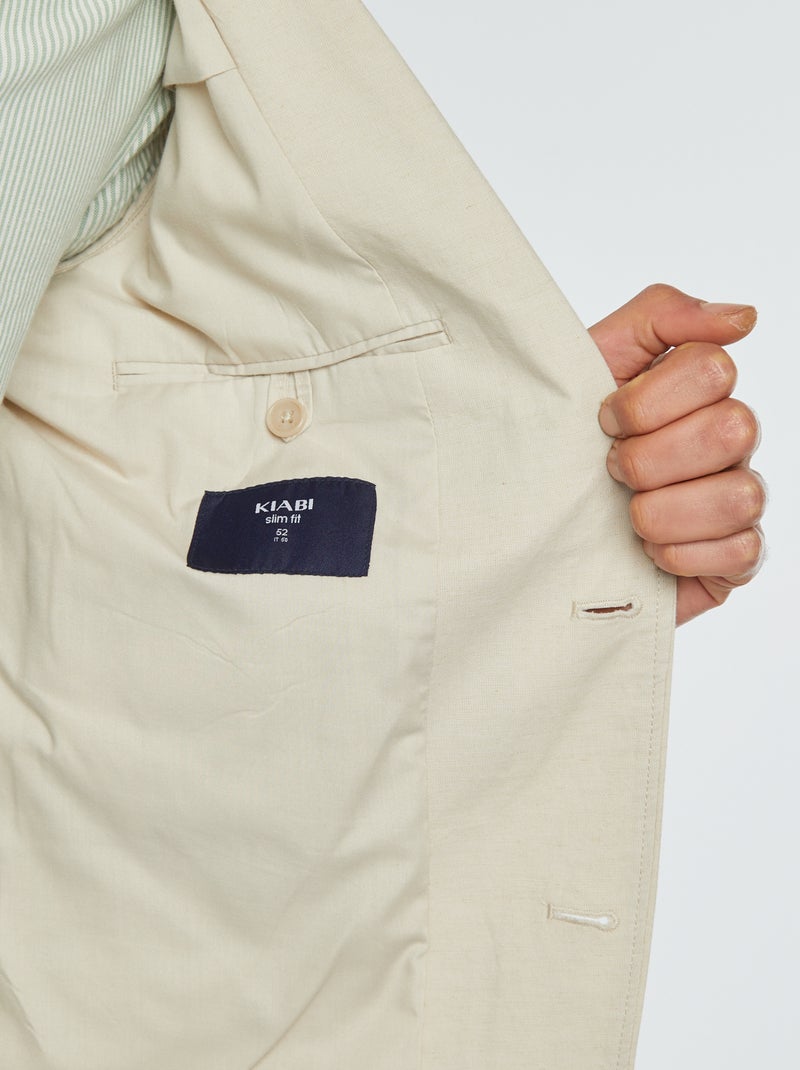Veste en lin mélangé beige - Kiabi