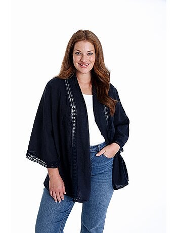 Veste en lin unie détail ajouré