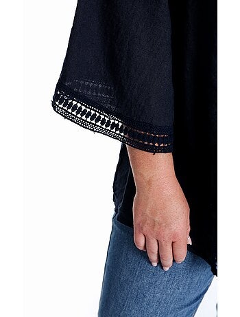 Veste en lin unie détail ajouré PAPRIKA