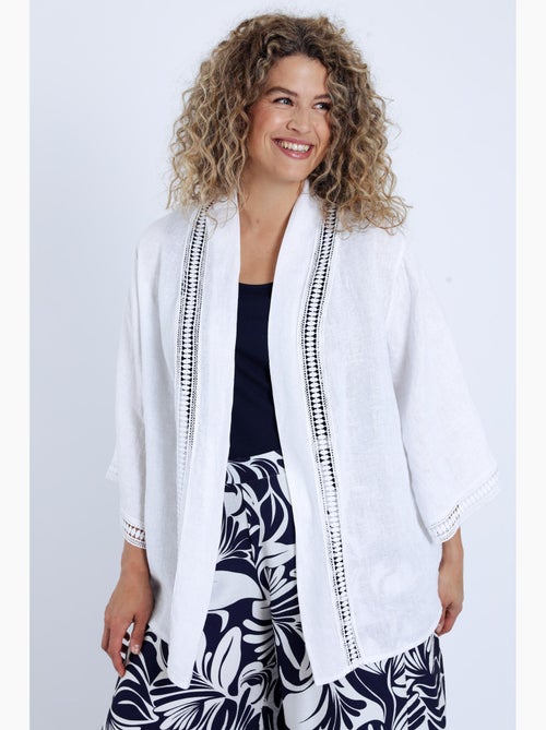 Veste en lin unie détail ajouré PAPRIKA - Kiabi