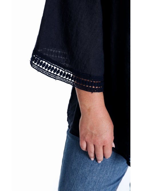 Veste en lin unie détail ajouré PAPRIKA - Kiabi