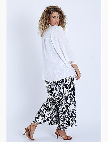 Veste en lin unie détail ajouré PAPRIKA