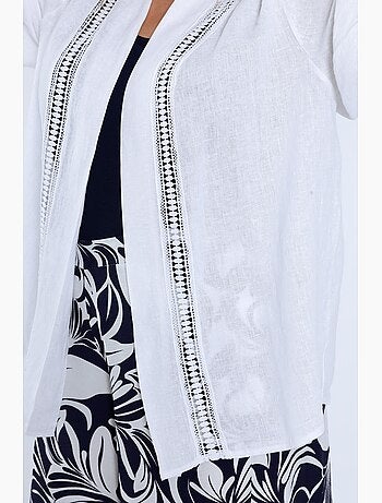 Veste en lin unie détail ajouré PAPRIKA