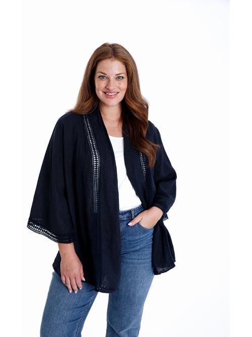 Veste en lin unie détail ajouré PAPRIKA - Kiabi