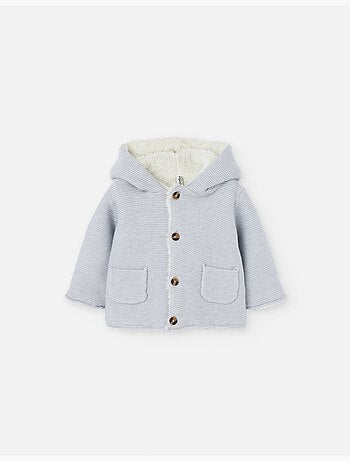 Veste en maille à capuche avec doublure en sherpa synthétique