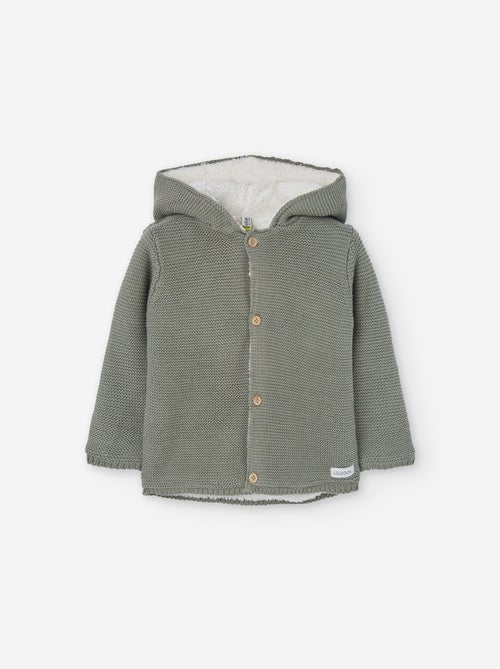 Veste en maille à capuche avec doublure en sherpa - Kiabi