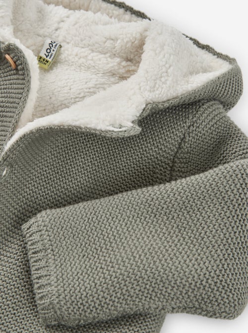 Veste en maille à capuche avec doublure en sherpa - Kiabi