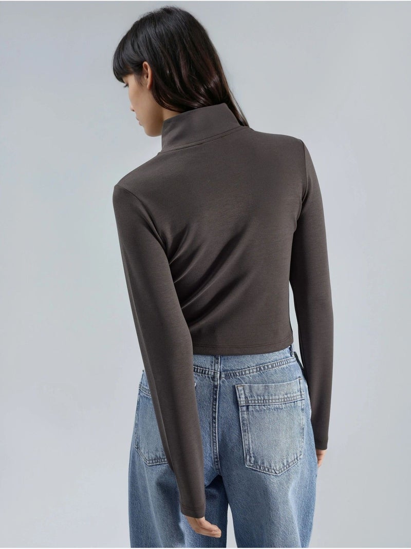 Veste en maille ajustée avec fermeture éclair busem Marron foncé - Kiabi