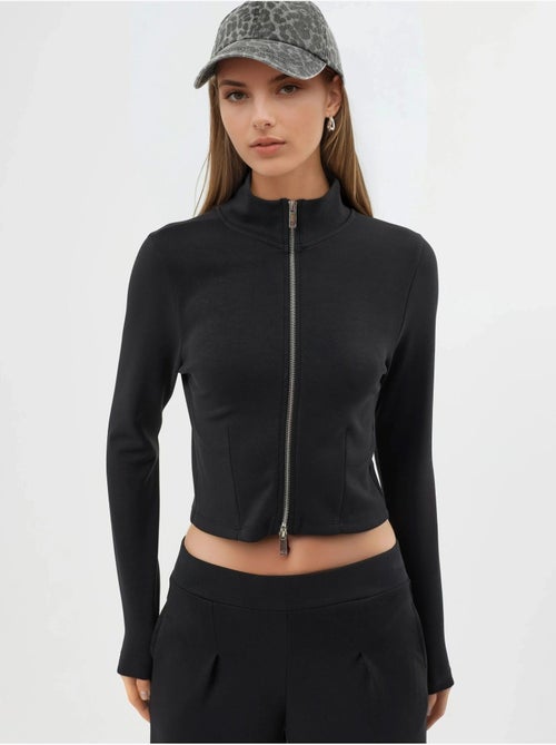 Veste en maille ajustée avec fermeture éclair busem - Kiabi Veste en maille ajustée avec fermeture éclair busem - Kiabi