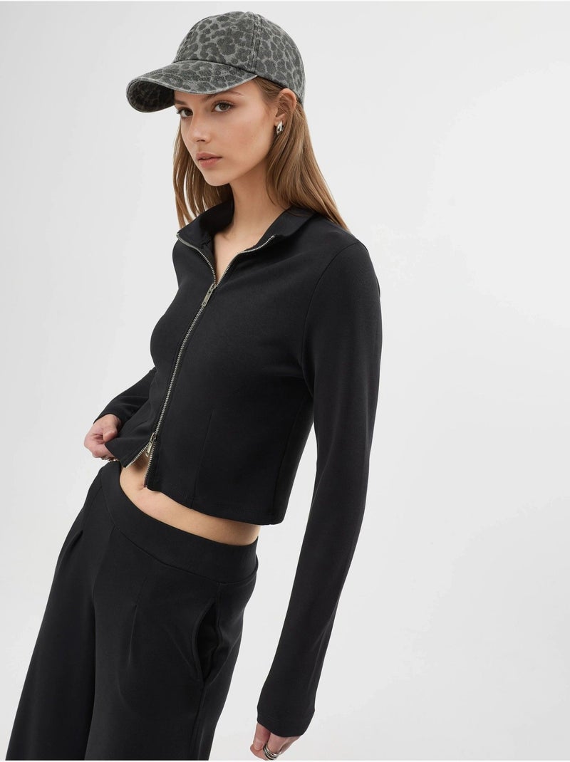 Veste en maille ajustée avec fermeture éclair busem Noir - Kiabi