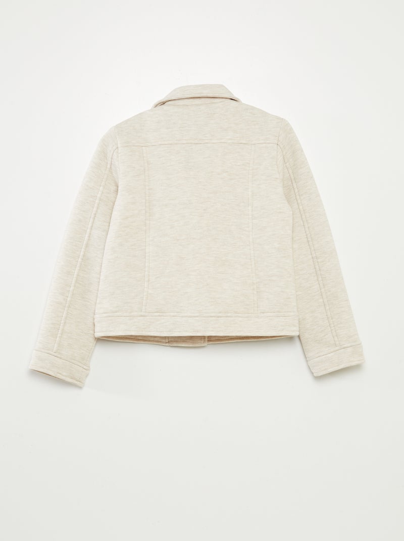 Veste en maille avec ouverture zippée asymétrique BEIGE - Kiabi