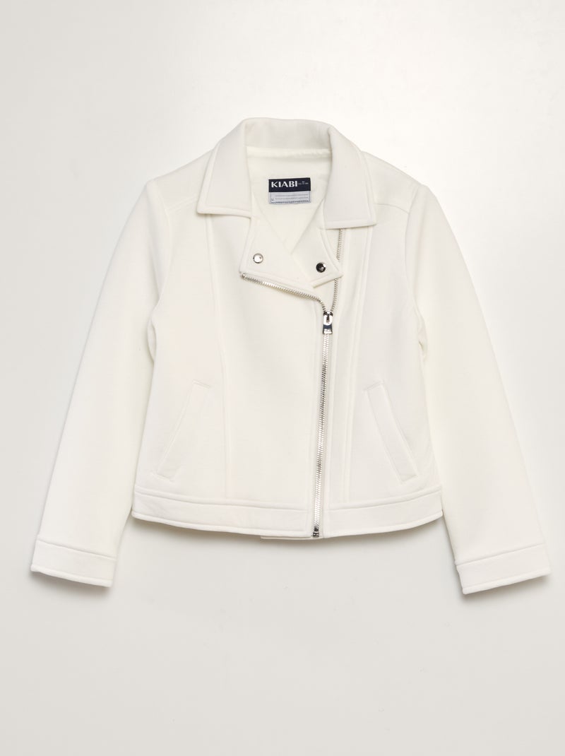 Veste en maille avec ouverture zippée asymétrique blanc - Kiabi