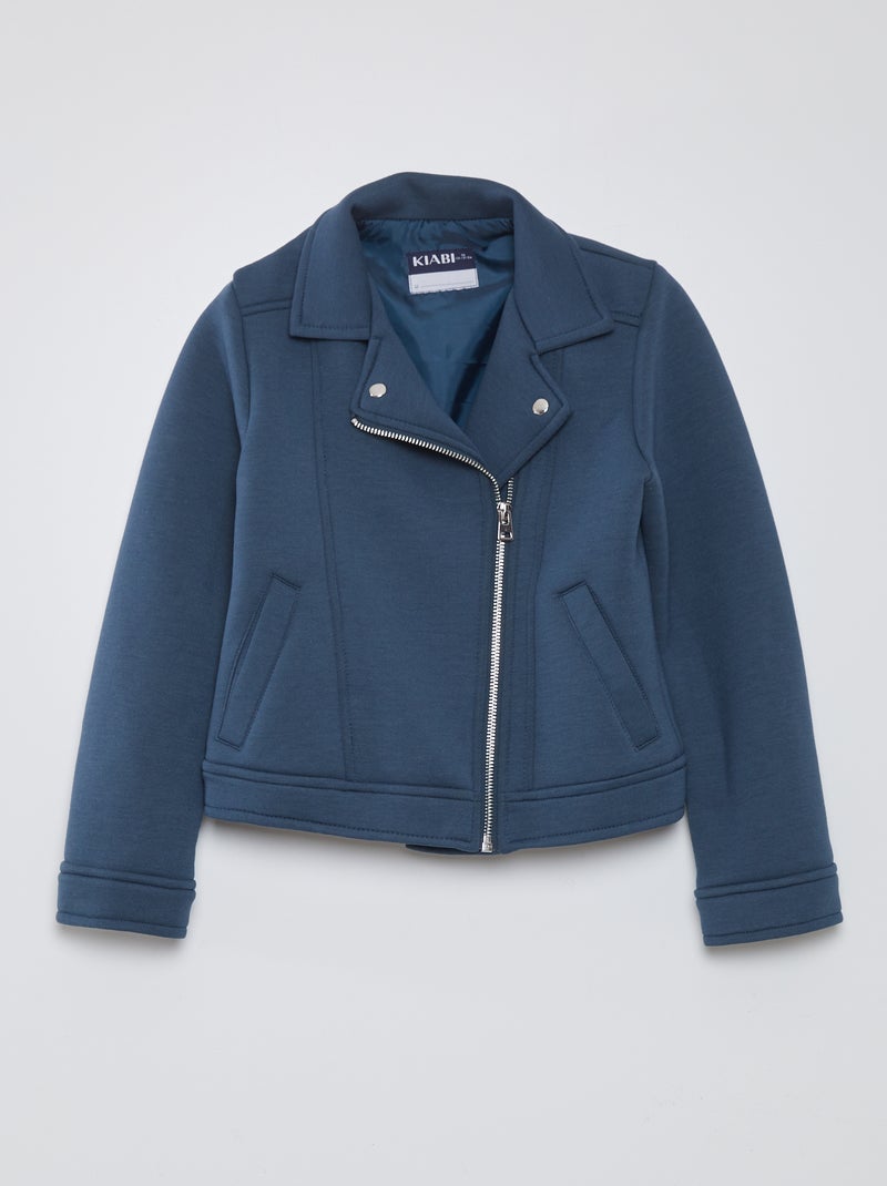 Veste en maille avec ouverture zippée asymétrique Bleu - Kiabi