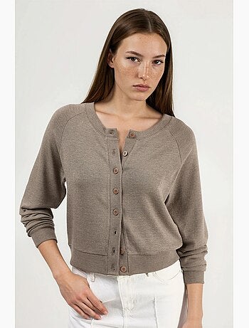 Veste en maille boutonnée à col rond busem