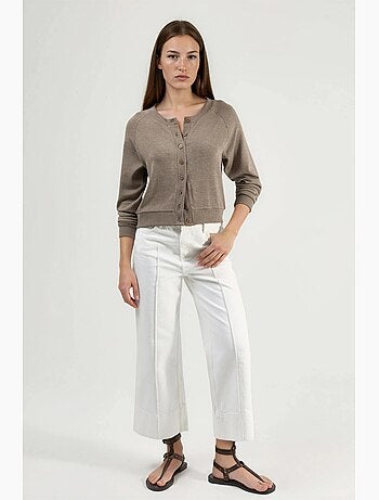 Veste en maille boutonnée à col rond busem