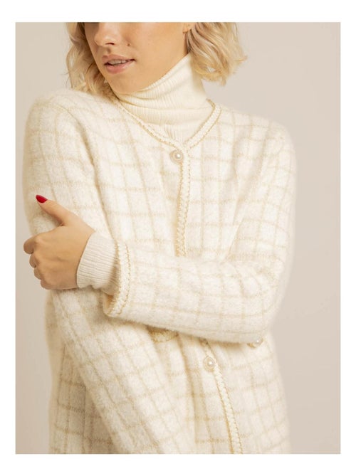 Veste en maille carreaux URVINA - Kiabi