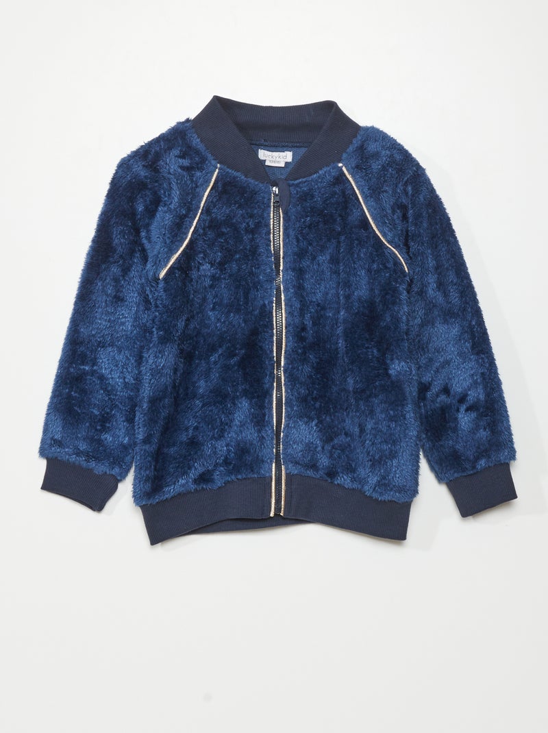 Veste en maille doudou Bleu - Kiabi