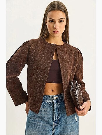 Veste en maille épaisse à col rond lucci